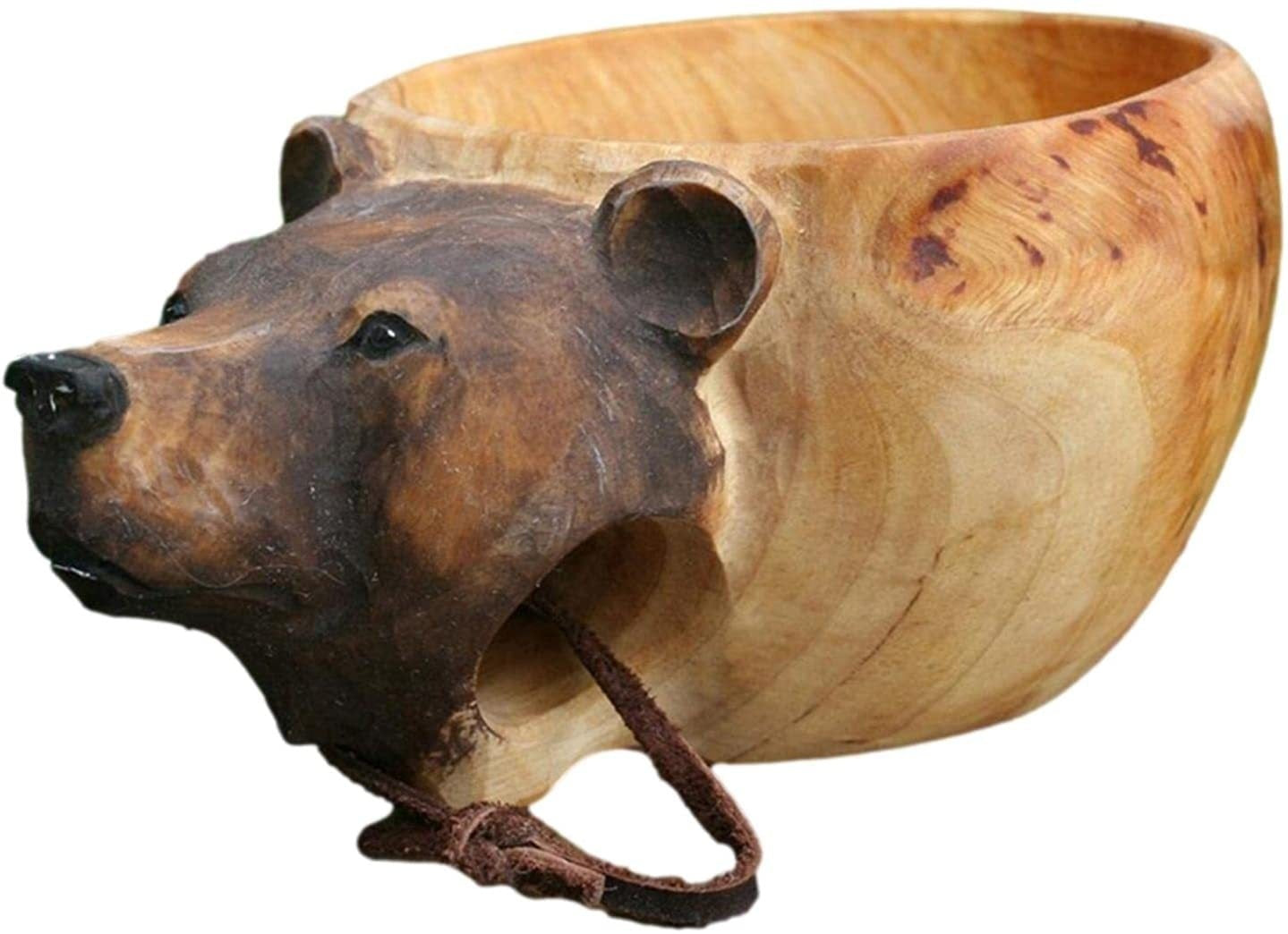 Hand Carved Cup Scandinavian Kuksa Wooden Mug Camping Gear Coffee Cup Kuksa Guksi Kuksa Wild Boar Cups Christmas
