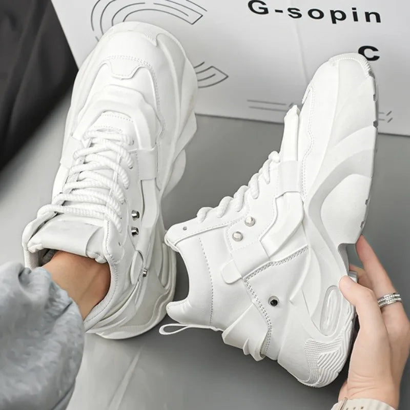 Shoes for Men High Quality Platform Sneaker Fashion High-top Leather Sports Men Shoes Thick-soled Casual Shoes Zapatillas Hombre