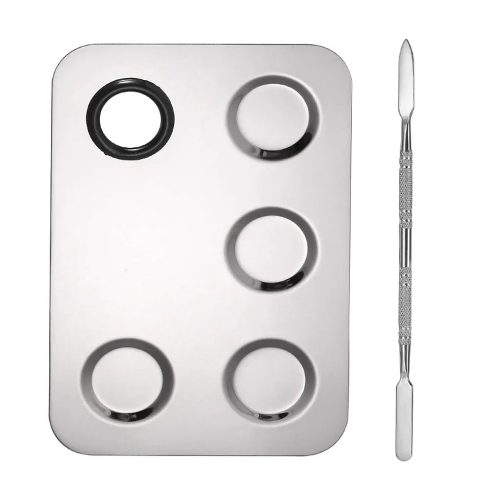 Makeup Palette Cosmetic Plate Blending Mixing Tray with Spatula Manicure Color Tool for Foundation Gel Eye Shadow