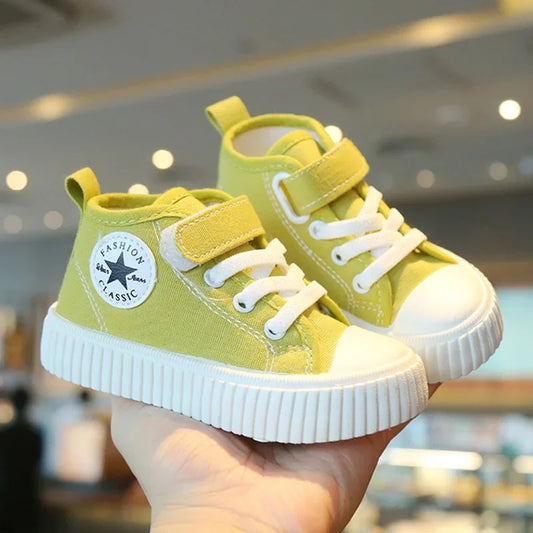 New Canvas Shoes, High-top Casual Shoes, Sneakers, Non-slip Shoes, Children's Skateboard Shoes, Soft-soled Baby Running Shoes