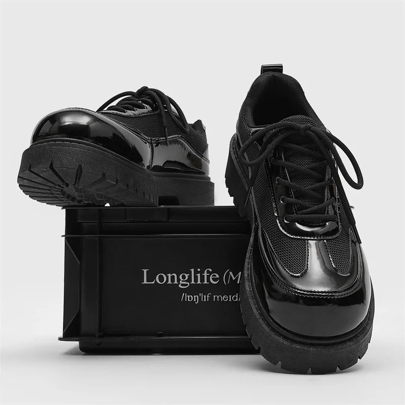 Shoes for Men High Quality Trend Casual Shoes Men Leather Original British Thick Sole Comfort Derby Shoes Sneaker Zapatos Hombre