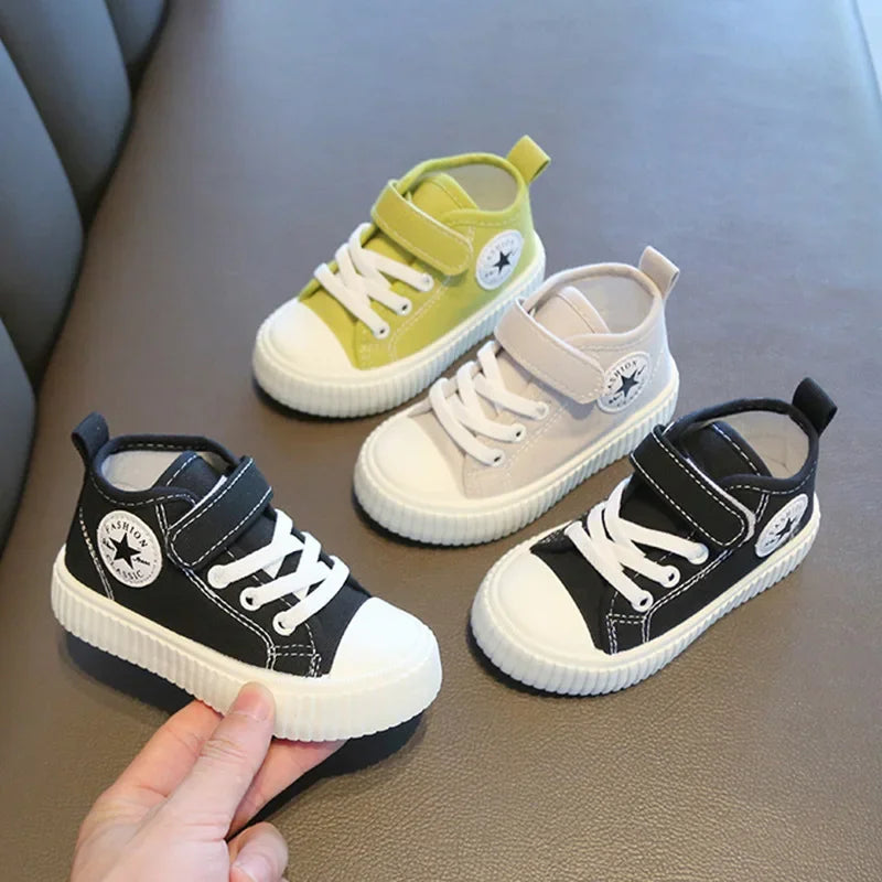 New Canvas Shoes, High-top Casual Shoes, Sneakers, Non-slip Shoes, Children's Skateboard Shoes, Soft-soled Baby Running Shoes