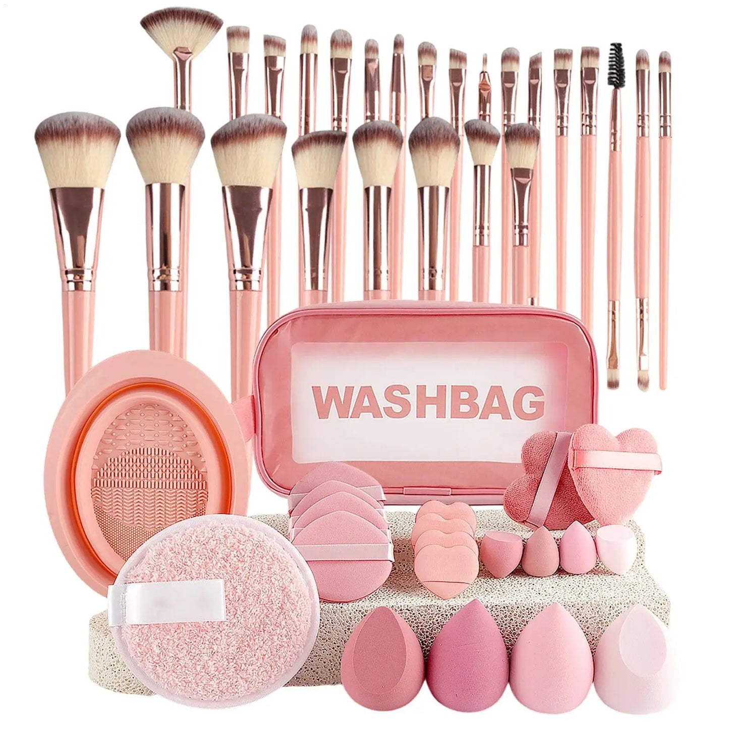 Makeup Tools Kit 46Pcs Foundation Makeup Brush Set Professional Makeup Sponge Removal Puff Cleaning Bowl Makeup Brush Set