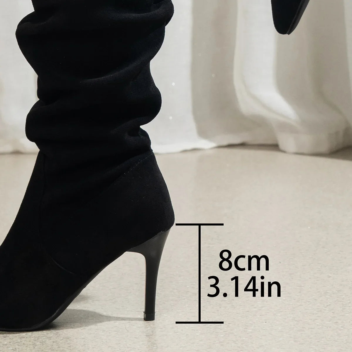 Shoes for Women Elegant Heeled Footwear Long New High Heels Autumn Winter Knee Suede Solid Color Pointed Toe Ladies Botas Mujer