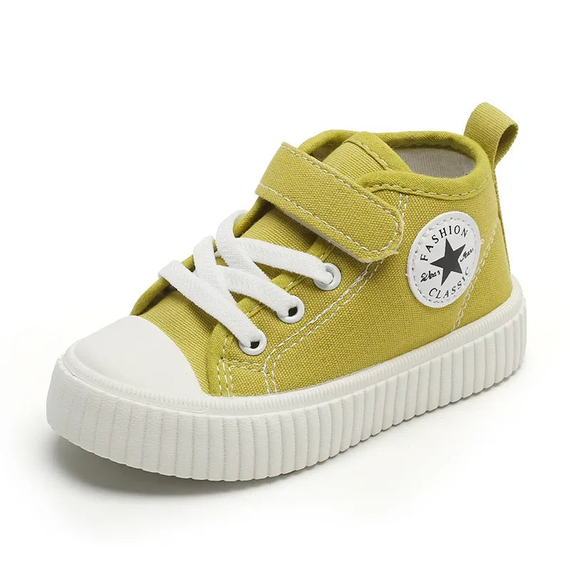 New Canvas Shoes, High-top Casual Shoes, Sneakers, Non-slip Shoes, Children's Skateboard Shoes, Soft-soled Baby Running Shoes