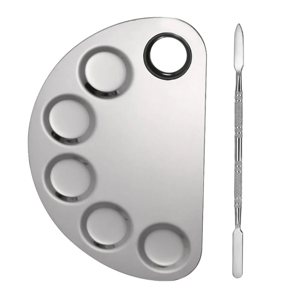 Makeup Palette Cosmetic Plate Blending Mixing Tray with Spatula Manicure Color Tool for Foundation Gel Eye Shadow