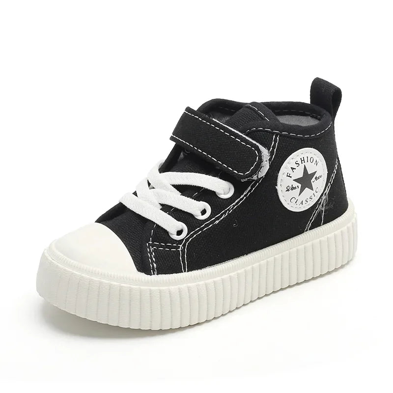 New Canvas Shoes, High-top Casual Shoes, Sneakers, Non-slip Shoes, Children's Skateboard Shoes, Soft-soled Baby Running Shoes