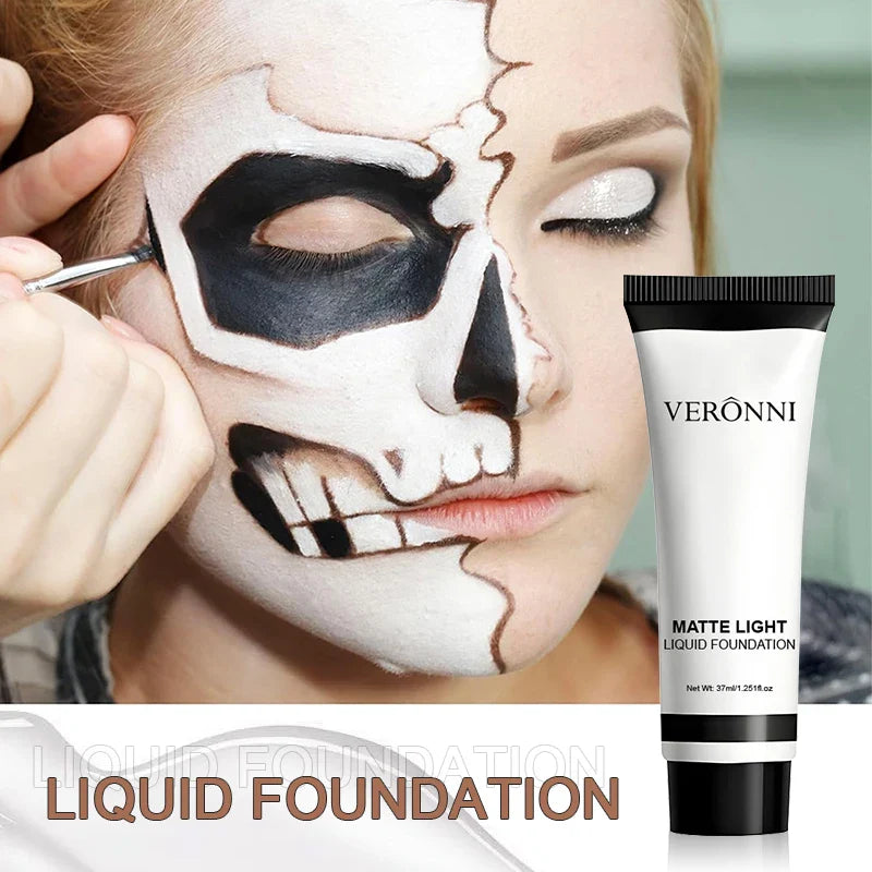Professional White Face Foundation-Waterproof,Matte Finish,for Photography,Clown,Gothic Makeup,24H Wear,Natural Look Cosmetics