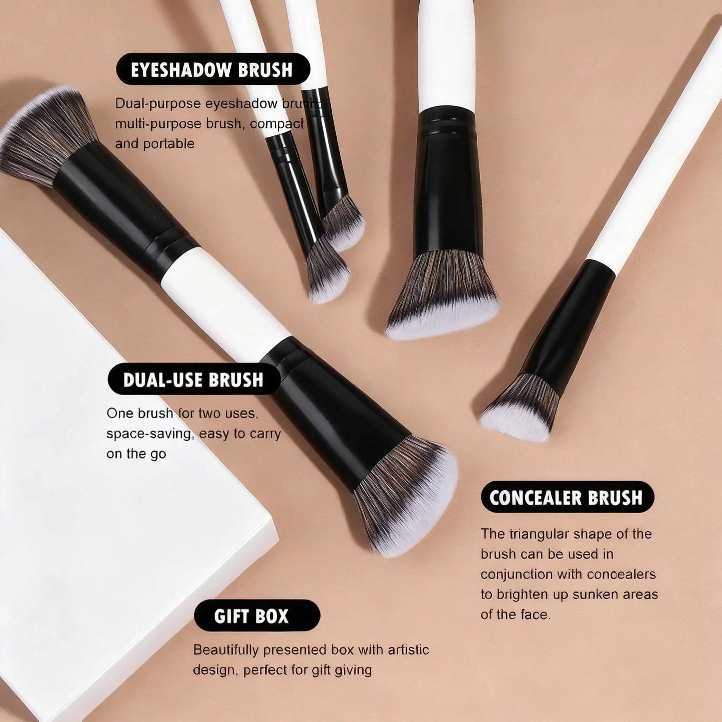 Makeup Brush Set 5pcs Makeup Brushes Double Sided Foundation Triangle Contour Blush Highlight Blending Eyebrow Brush Eyeshadow B